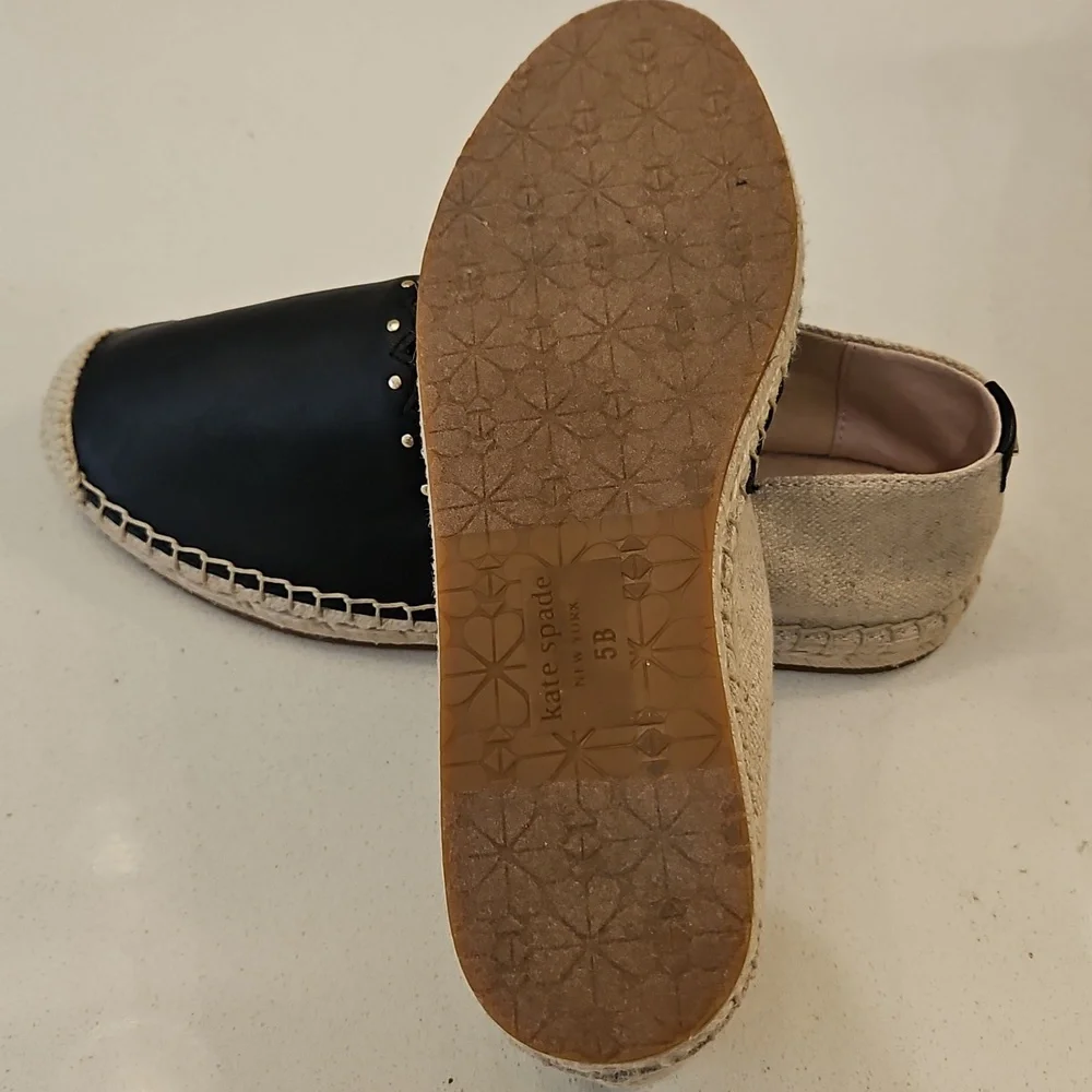 Kate Spade New York Gardenia Espadrilles Slip On Black Women's Size 5B - Picture 6 of 10